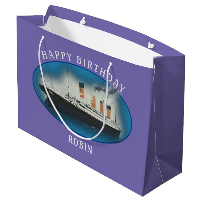 Grand Sac Cadeau Titanic Birthday Purple RMS White Star Line Ship (Dos Angle)