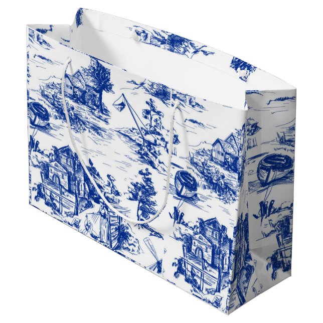 Grand Sac Cadeau Toile bleue (Dos Angle)