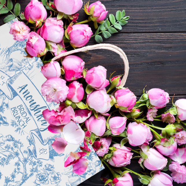 Grand Sac Cadeau Toile bleue et blanche de Jouy Fête des mariées (Créateur téléchargé)