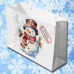 Grand Sac Cadeau Top Hat Snowman Custom Name Tag Christmas Snow<br><div class="desc">Top Hat Snowman Custom Name Tag Christmas Snow Large Cadeau Sac</div>