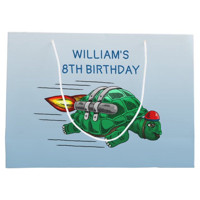 Grand Sac Cadeau Tortue Fusée (Dos)