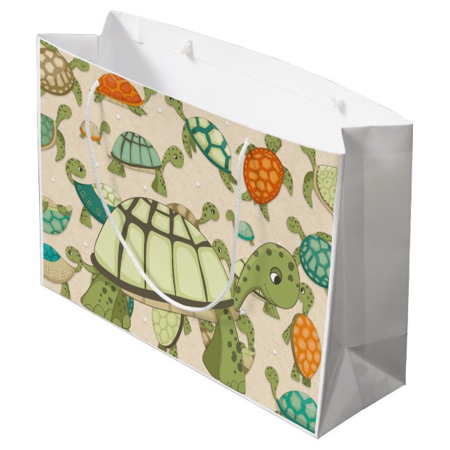 Grand Sac Cadeau Tortues Partout (Dos Angle)
