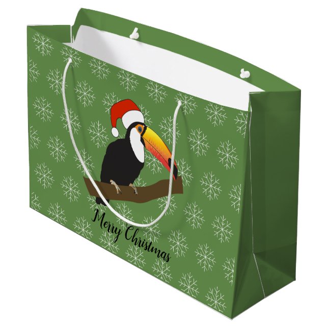 Grand Sac Cadeau Toucan illusima Noël Flocon de neige Vert (Dos Angle)