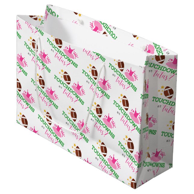 Grand Sac Cadeau Touchdowns ou Tutus Genre Reveal (Devant Angle)