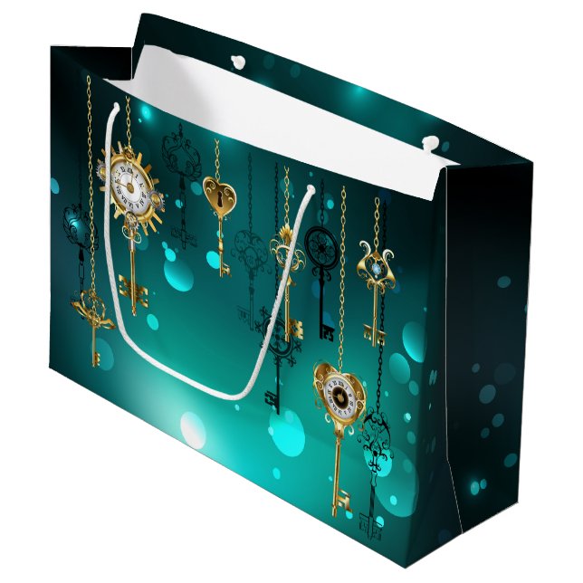 Grand Sac Cadeau Touches de squelette antique sur Arrière - plan ve (Devant Angle)