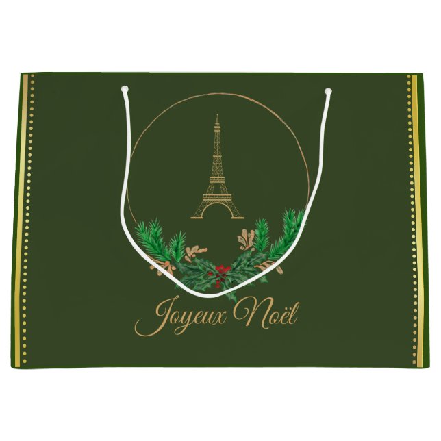 Grand Sac Cadeau Tour Eiffel Joyeux Noel (Devant)