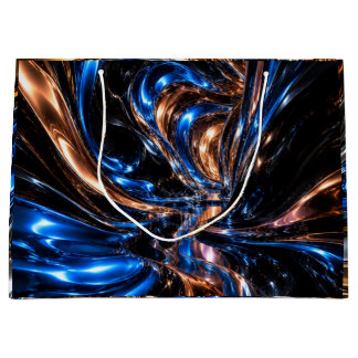 Grand Sac Cadeau Tourbillon métallisé bleu or argent de luxe