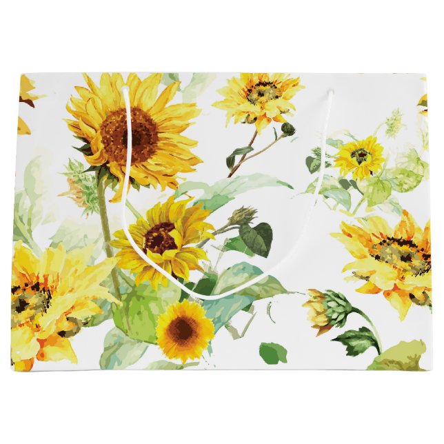 Grand Sac Cadeau Tournesol aquarelle (Devant)