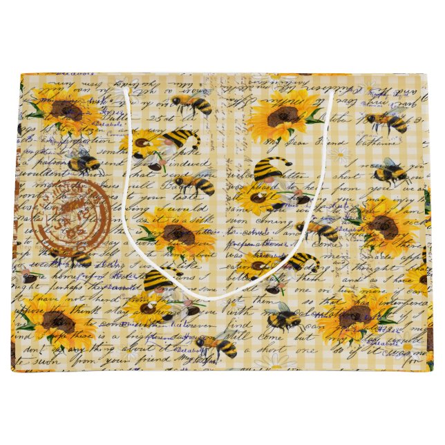 Grand Sac Cadeau Tournesol Bee Gnome (Devant)