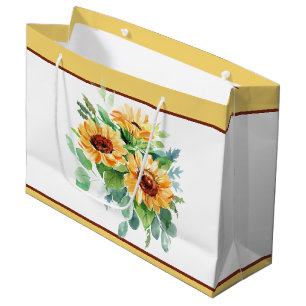 Grand Sac Cadeau Tournesols aquarelle