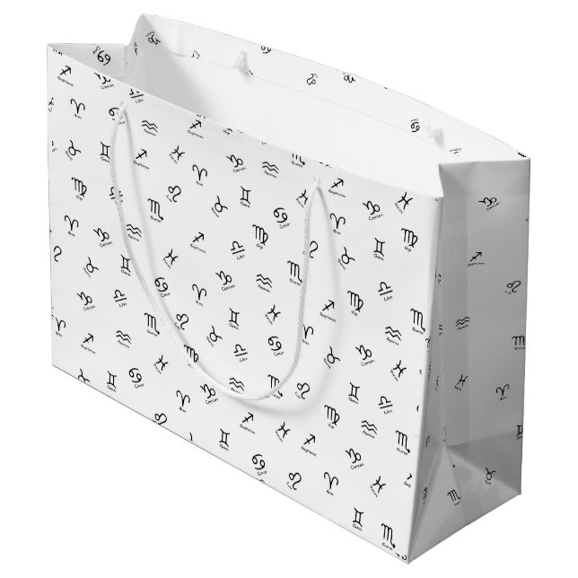 Grand Sac Cadeau Tous les signes en zodiaque noir sur l'Arrière - p (Dos Angle)
