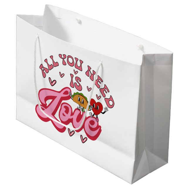 Grand Sac Cadeau Tout ce dont vous avez besoin, c'est de l'amour (Devant Angle)