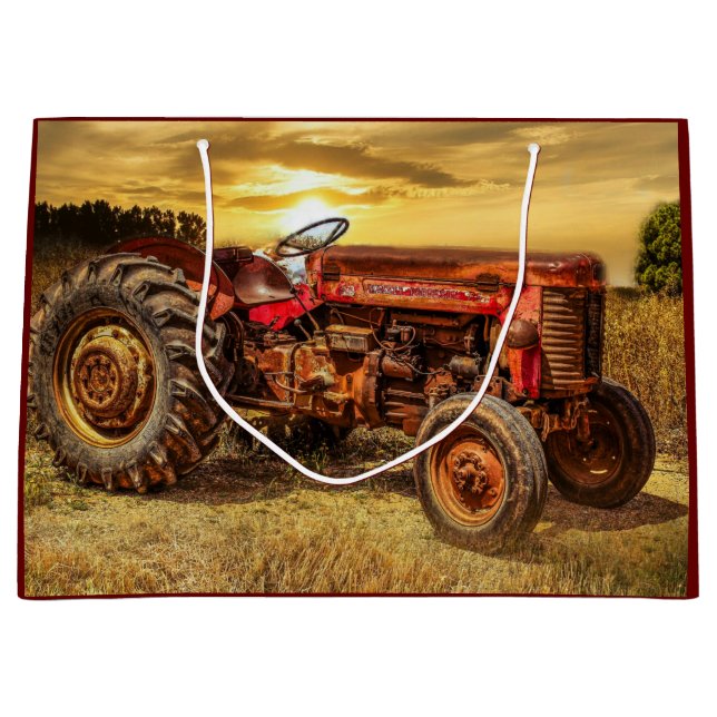 Grand Sac Cadeau Traceur de la ferme rouge (Devant)