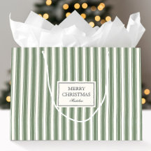 Traditionnel Noël Vert Sage Rayure Personnalisé