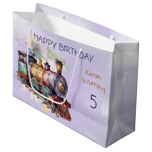 Grand Sac Cadeau Train Engine Boy 5th. Anniversaire