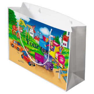 Grand Sac Cadeau train et voiture