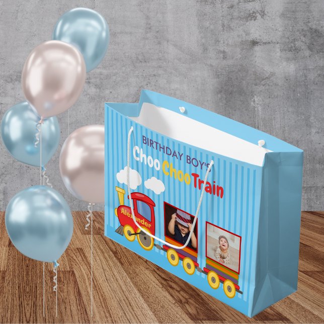 Grand Sac Cadeau Train Jouet Toddler Boy Birthday Blue (Créateur téléchargé)