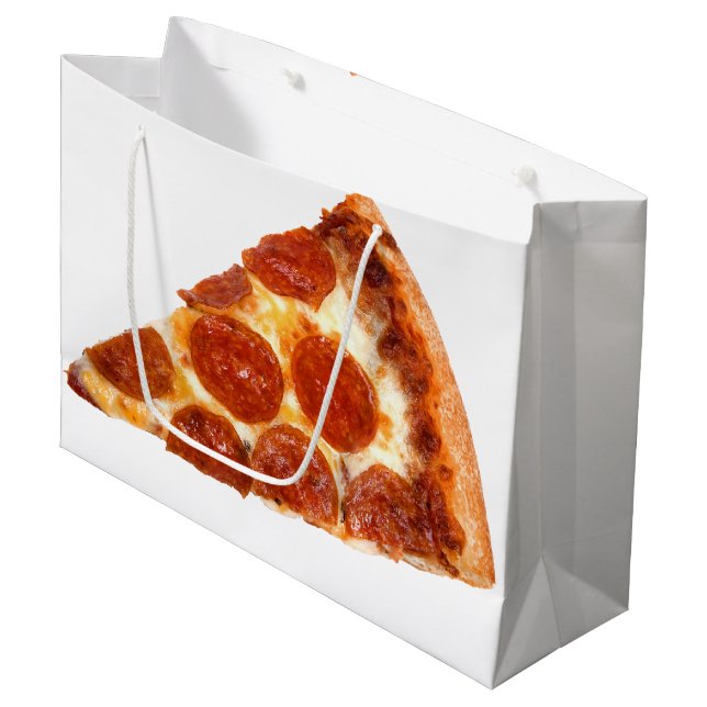 Grand Sac Cadeau Tranche de pizza pepperoni classique de SlipperyJo (Devant Angle)