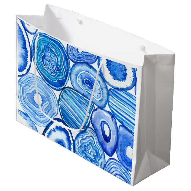 Grand Sac Cadeau Tranches d'agneau bleu (Devant Angle)