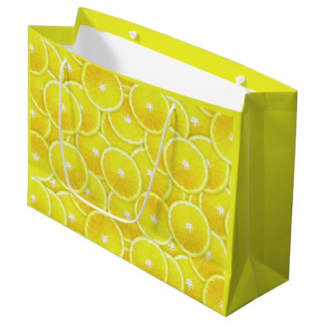 Grand Sac Cadeau Tranches de citron (Devant Angle)