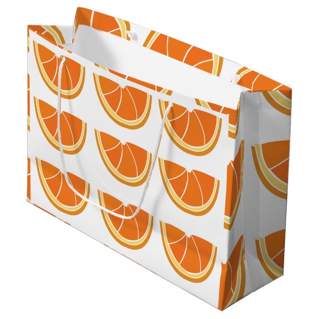 Grand Sac Cadeau Tranches de fruits orange (Devant Angle)