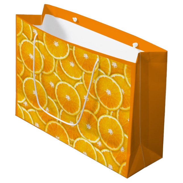 Grand Sac Cadeau Tranches orange (Devant Angle)