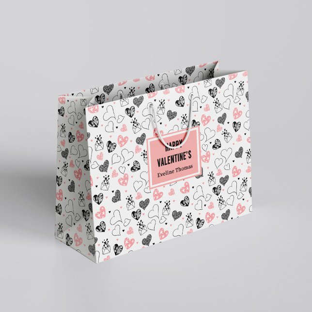 Grand Sac Cadeau Trendy Anniversary Love Art Hand Drawn Gift Bag (Trendy Anniversary Love Art Hand Drawn Gift Bag)