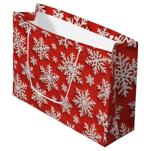Grand Sac Cadeau Trésor de flocon de neige (Devant Angle)