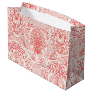 Grand Sac Cadeau Trésors de plage en rouge corail