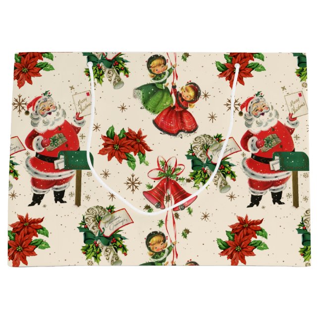 Grand Sac Cadeau Trésors Rétro Noël  (Devant)