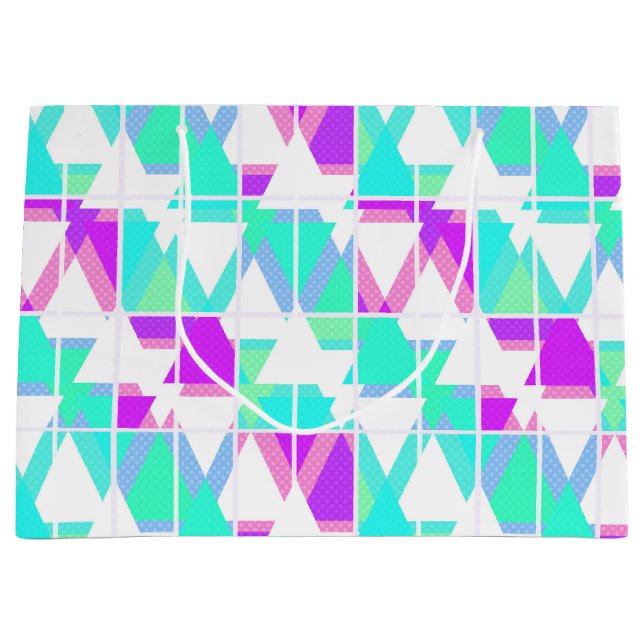 Grand Sac Cadeau triangles Abstraits géométrique motif moderne avec (Devant)