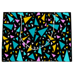 Grand Sac Cadeau Triangles bleu jaune couleurs sur arrière - plan n