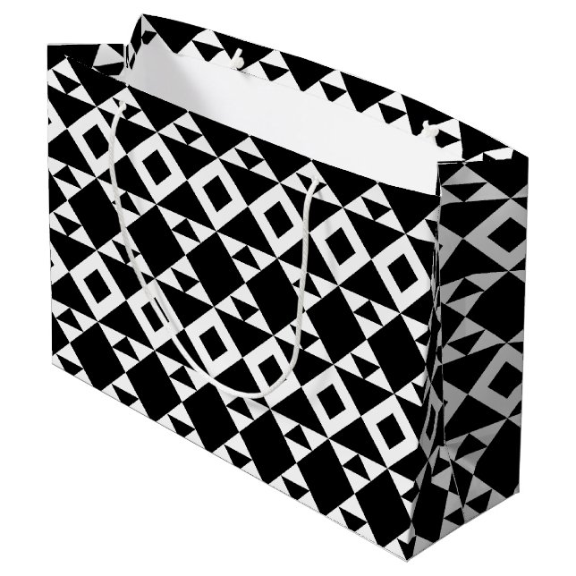 Grand Sac Cadeau Triangles Tribaux (Dos Angle)