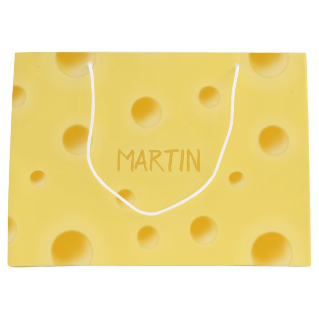 Grand Sac Cadeau Trop Cheesy ! Fromage suisse personnalisé Grand (Devant)