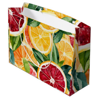Grand Sac Cadeau Tropical Citrus Orange Fruit Slices