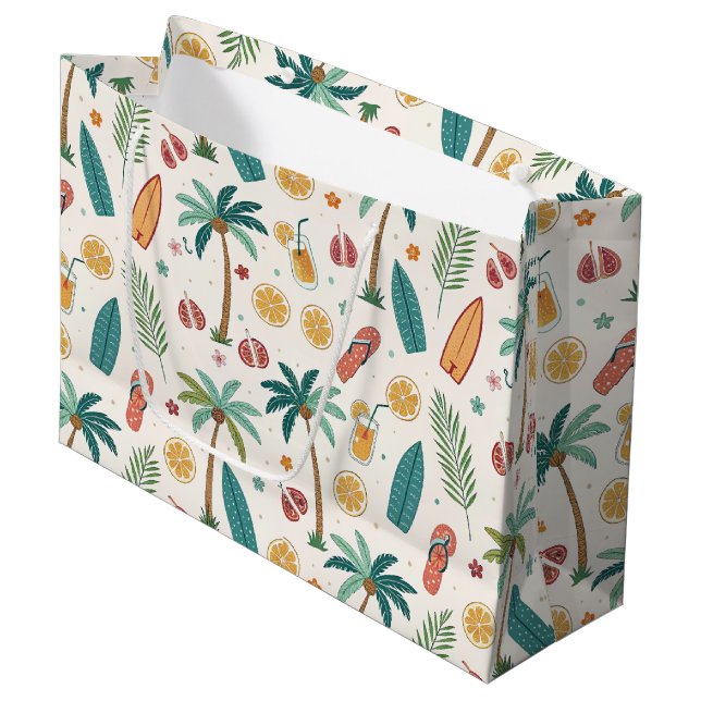 Grand Sac Cadeau Tropical Summer Beach Pattern (1) (Devant Angle)