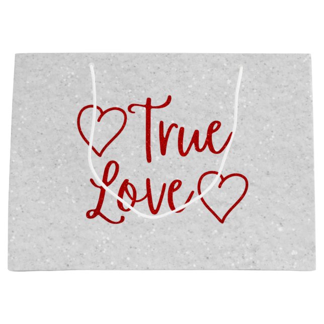 Grand Sac Cadeau True Love Red Parties scintillant Valentine's Gran (Devant)