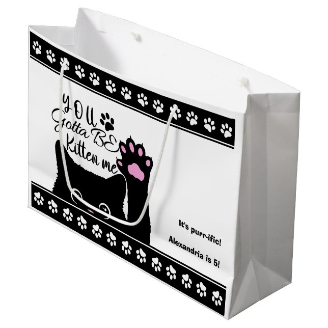 Grand Sac Cadeau Tu Dois Être Kitten Me Drôle Chat Motif Anniversai (Devant Angle)