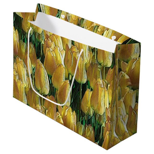 Grand Sac Cadeau Tulips Sunshine Yellow (Devant Angle)