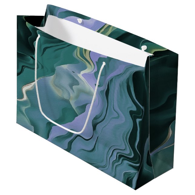 Grand Sac Cadeau Turbulence bleue Acrylique pour l'art Abstrait (Devant Angle)