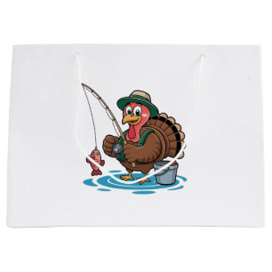 Grand Sac Cadeau Turquie Pêche Thanksgiving Turquie pêcheur