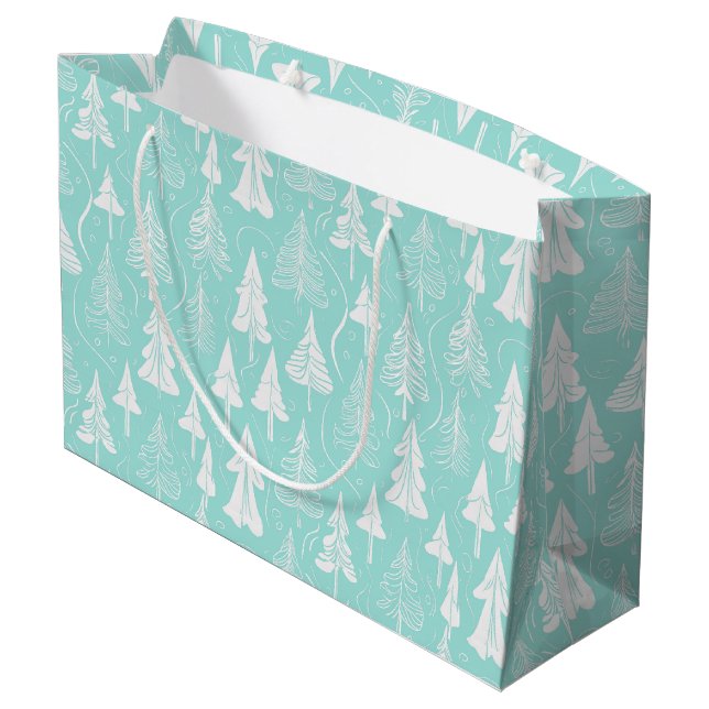 Grand Sac Cadeau Turquoise Arbre de Noël Motif n° 6 ID1009 (Dos Angle)