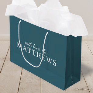 Grand Sac Cadeau Turquoise élégant   Moderne minimal tendance Nom b