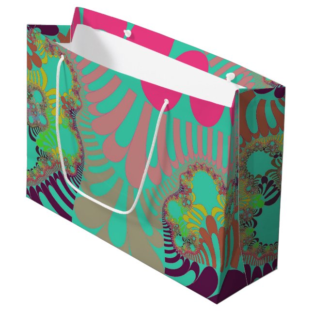 Grand Sac Cadeau Turquoise et rose (Devant Angle)