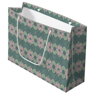 Grand sac cadeau Turquoise et rose pâle et Rose Ro