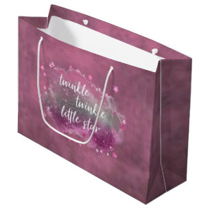 Grand Sac Cadeau Twinkle Little Star   Dusty Mauve rose gris argent
