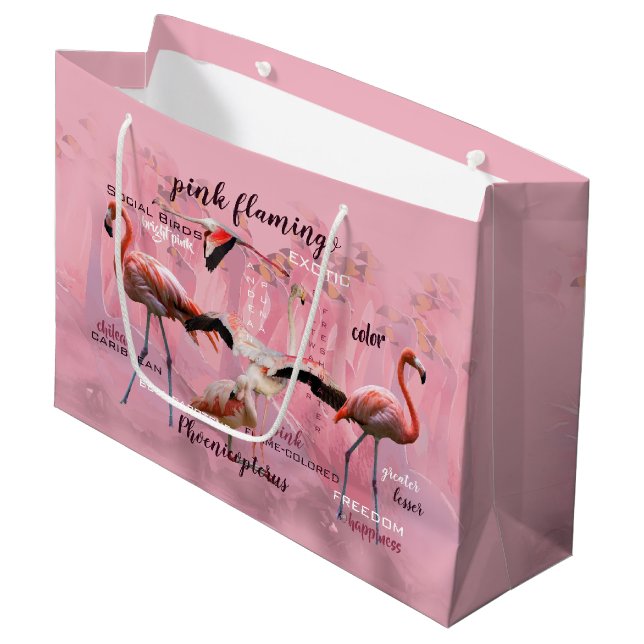 Grand Sac Cadeau Typographe rose Flamingo | Customized (Devant Angle)