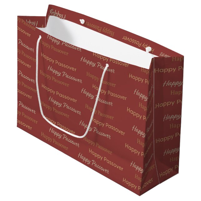 Grand Sac Cadeau Typographie de Joyeuse Pâque (Devant Angle)