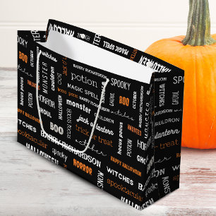 Grand Sac Cadeau Typographie moderne personnalisée Halloween