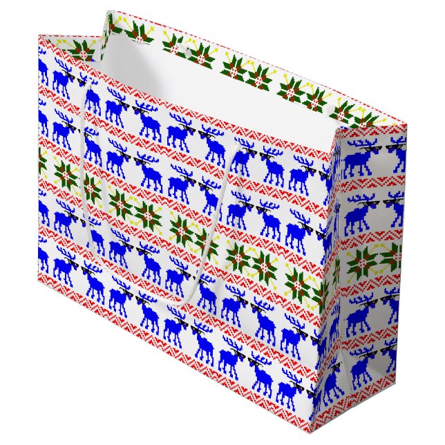 Grand Sac Cadeau Ugly Sweater (Deal With It) Reindeer (Devant Angle)